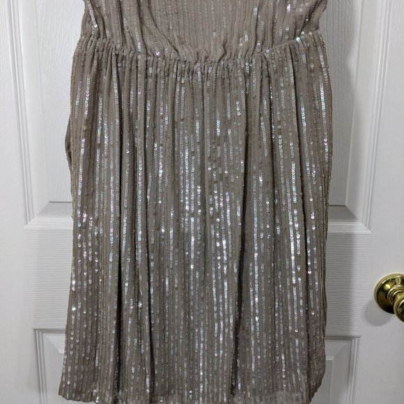 Renzo + Kai 100% Silk Gray Iridescent Sequined Wrap Skirt Mini Dress - size S - Picture 9 of 14